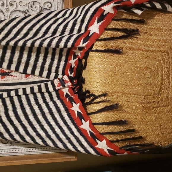 Unity sleeveless cardigan. Red white blue long open front - Picture 2 of 6